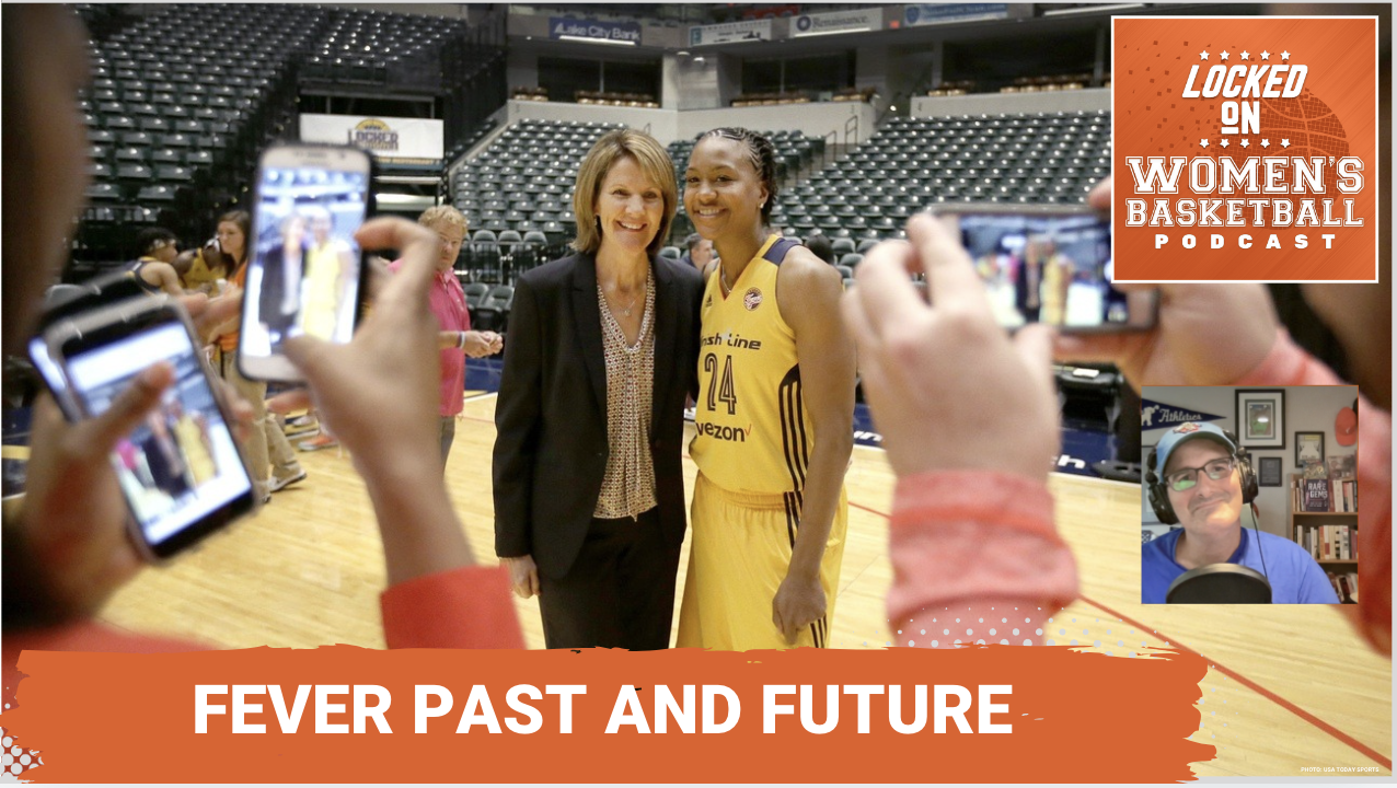 Kelly Krauskopf, left, poses for a photo with Tamika Catchings at Indiana Fever media day in 2016.